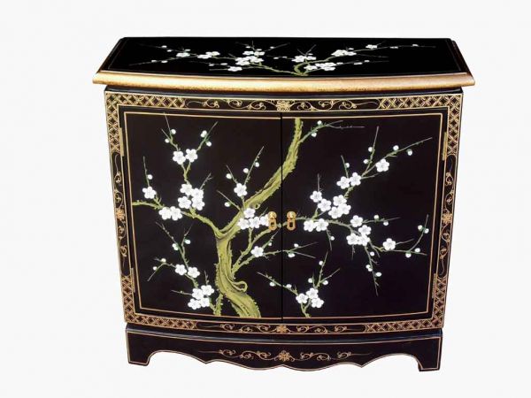 Chinese Oriental Cabinet Black Lacquer Furniture 1067 p
