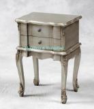 SILVER LEAF 2 DRAWER BEDSIDE TABLE